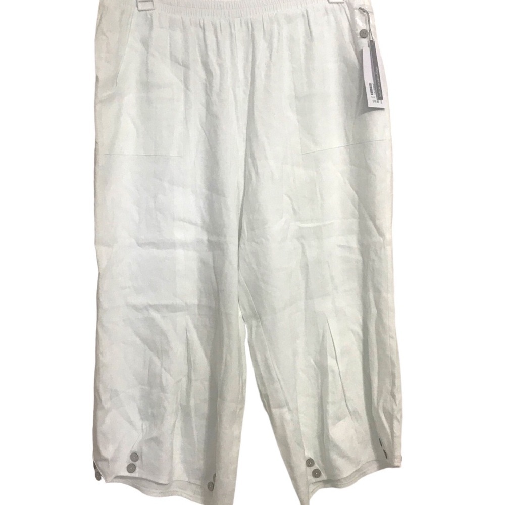 Soft Surroundings Annisten Linen  Cropped Pants Wide Leg Ecru Woman’s XLarge New